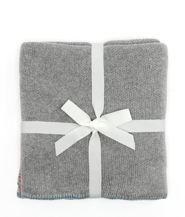 Blanket Stitch Baby Blanket-Baby Blue Pink - Nana Huchy