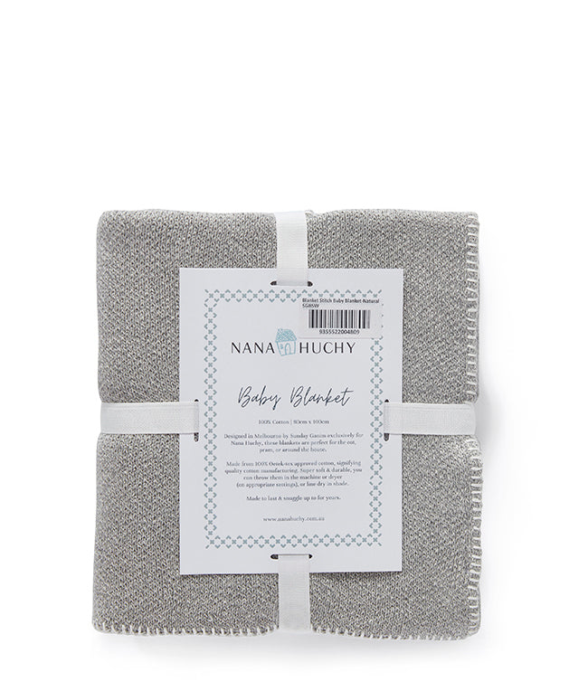 Blanket Stitch Baby Blanket-Natural - Nana Huchy