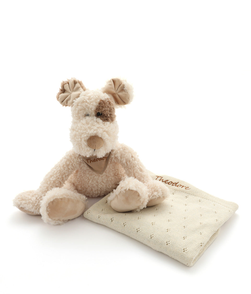 Buddy Dog & Bandana Pointelle Blanket Bundle - Natural - NanaHuchy