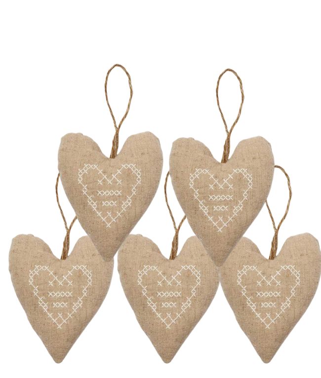 Bundle of 5 Ecru Stitched Hearts - Nana Huchy