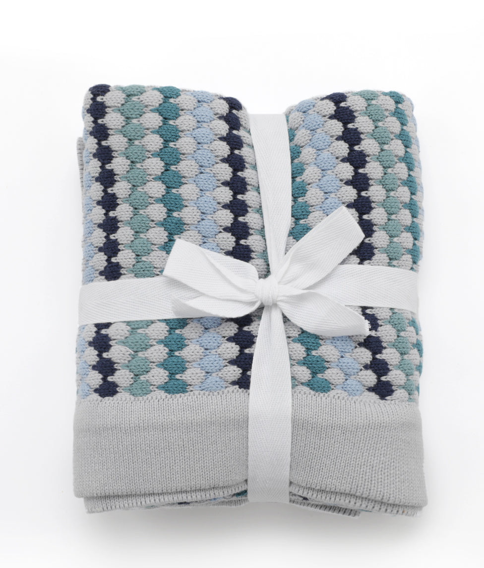 Confetti Stripe Baby Blanket - Blue - NanaHuchy