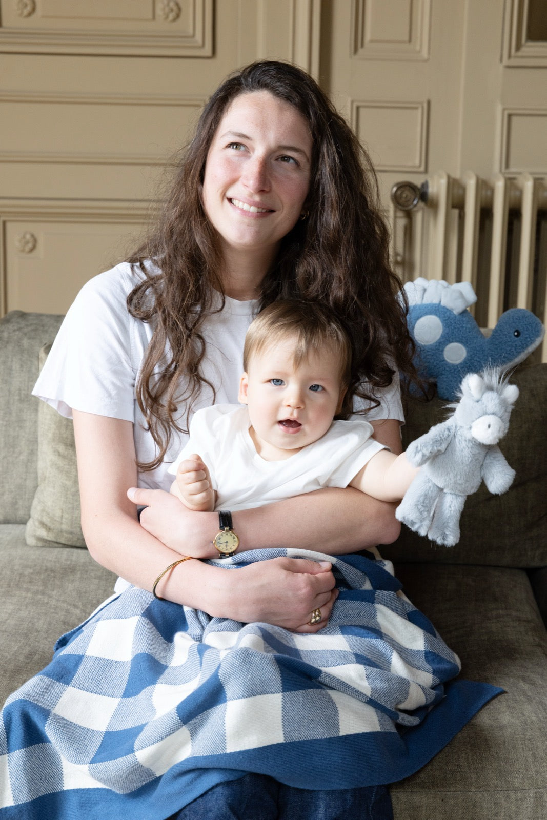 Gingham Baby Blanket - Blue - NanaHuchy