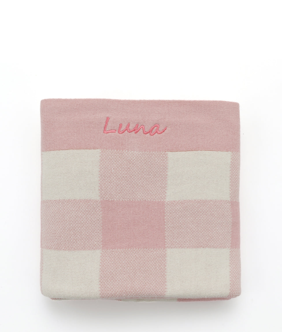 Gingham Baby Blanket - Pink - NanaHuchy