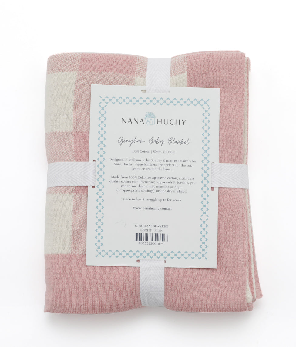 Gingham Baby Blanket - Pink - NanaHuchy