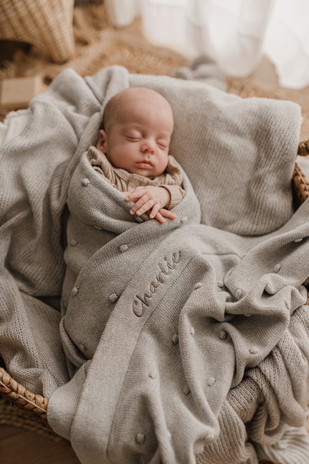 Personalised Baby Blanket - Bobble Grey - Nana Huchy