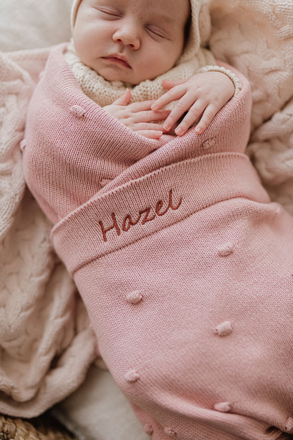 Personalised Baby Blanket - Bobble Pink - Nana Huchy