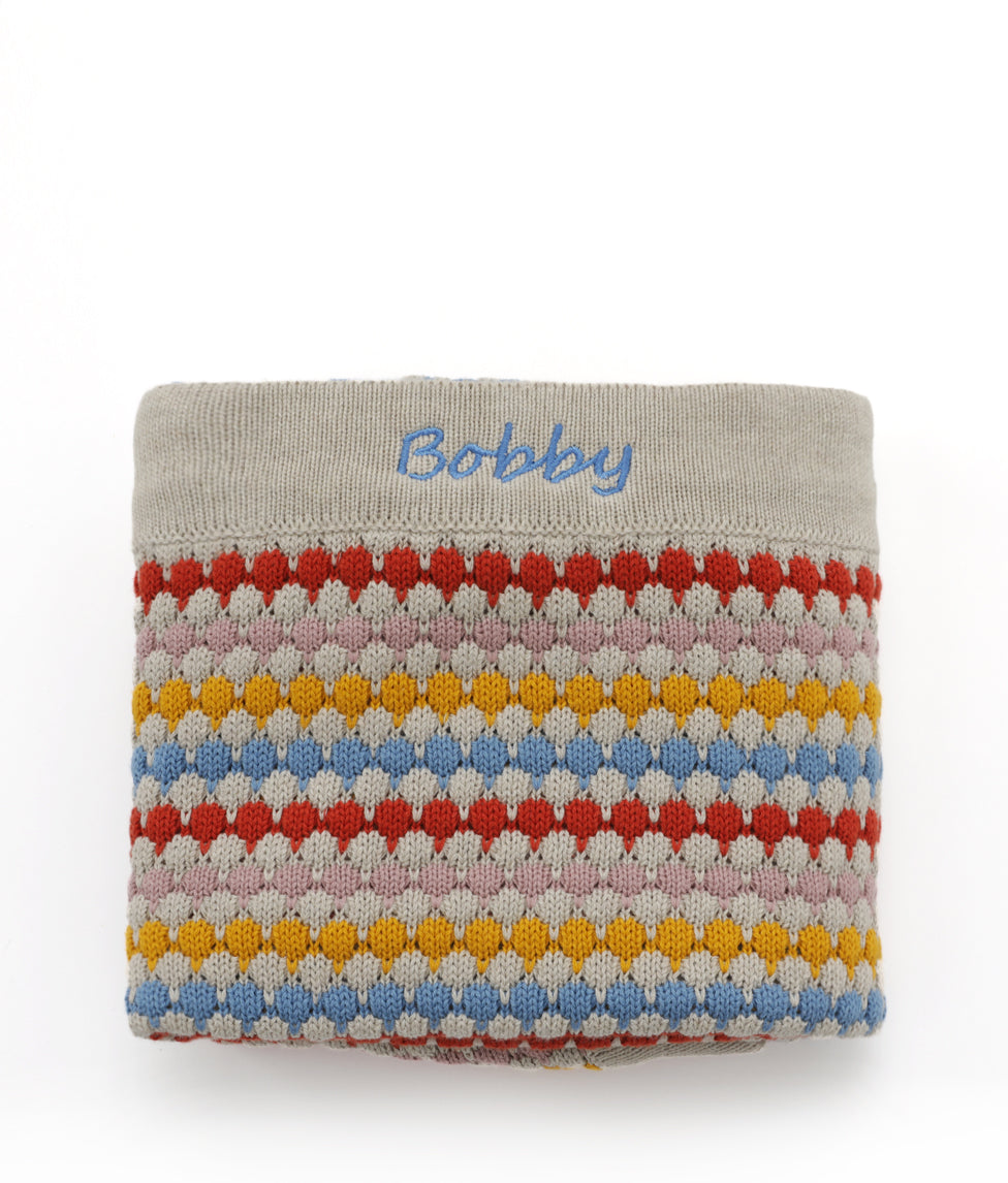 Personalised Baby Blanket - Confetti Stripe Carnival - NanaHuchy