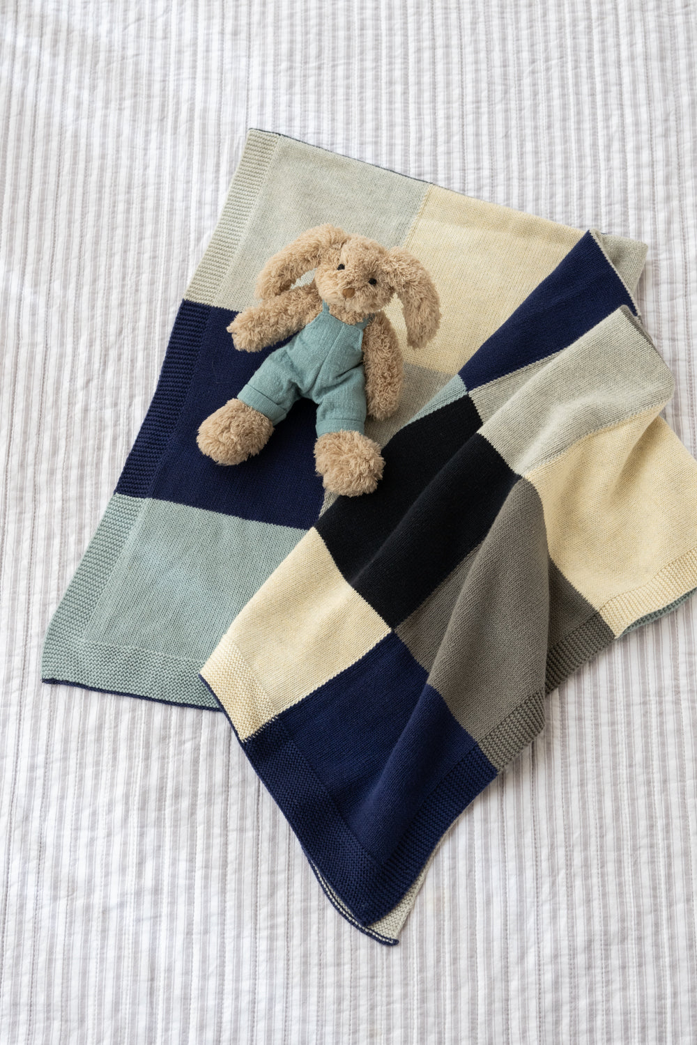 Personalised Baby Blanket - Patchwork Blue - Nana Huchy