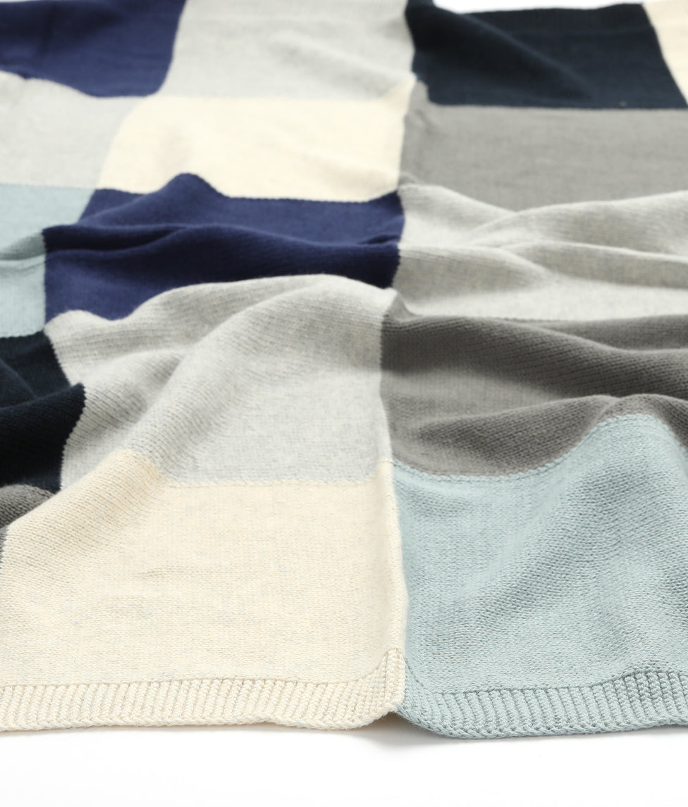 Personalised Baby Blanket - Patchwork Blue - Nana Huchy