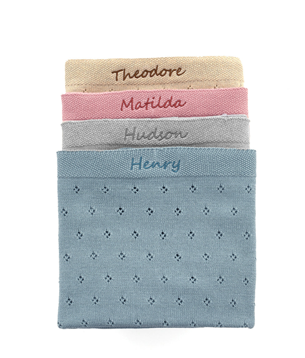 Personalised Baby Blanket - Pointelle Grey - Nana Huchy