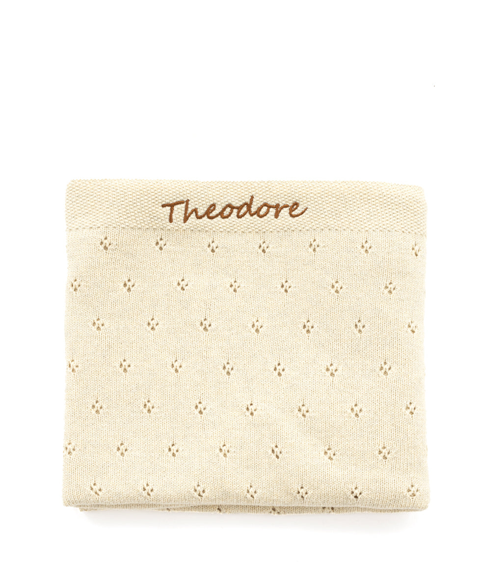 Personalised Baby Blanket-Pointelle Oatmeal - Nana Huchy