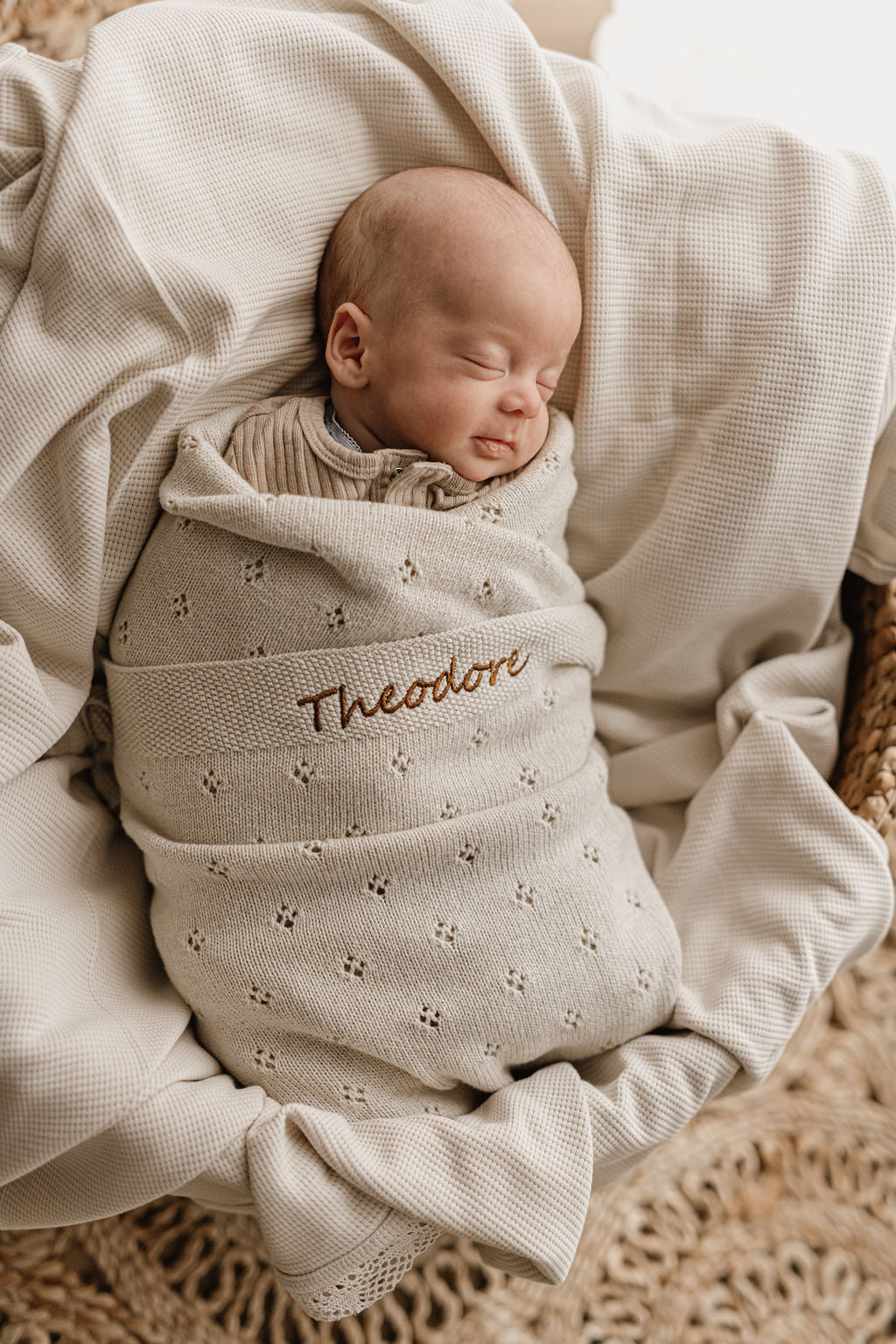 Personalised Baby Blanket-Pointelle Oatmeal - Nana Huchy