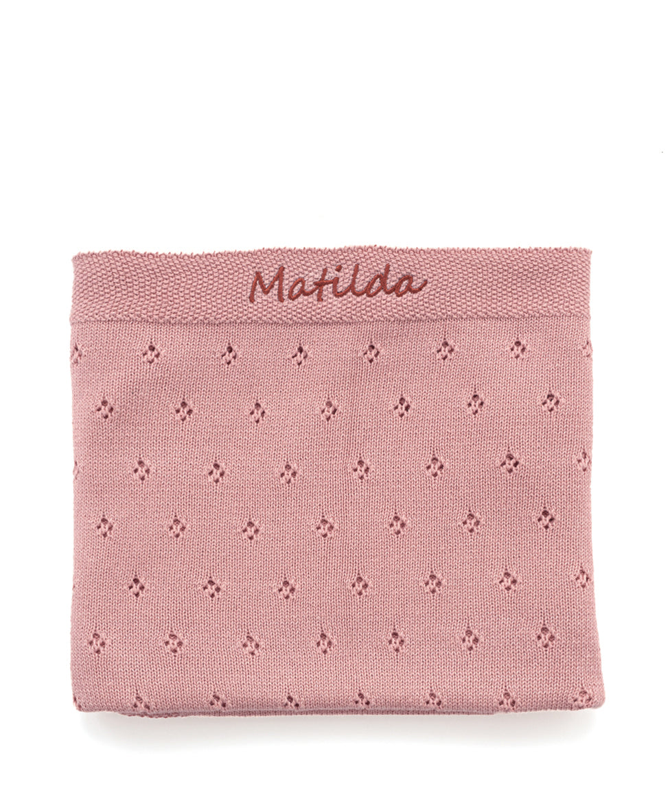 Personalised Baby Blanket - Pointelle Pink - Nana Huchy