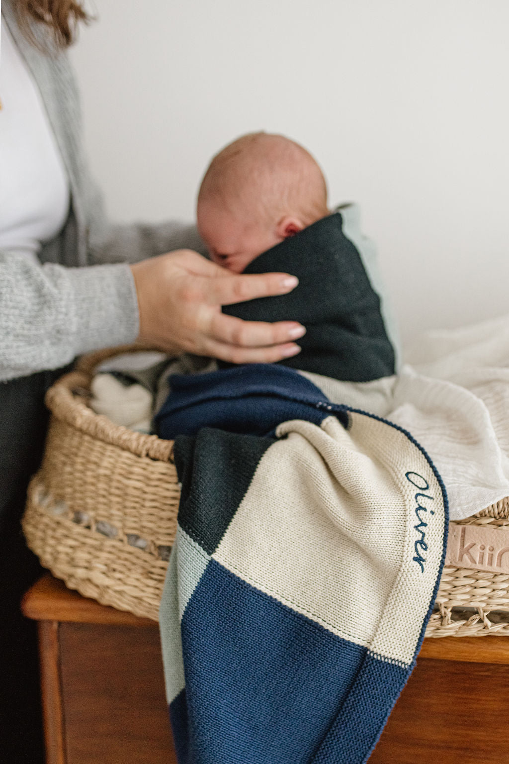 Personalised Bear & Patchwork Blanket Bundle - Blue - NanaHuchy