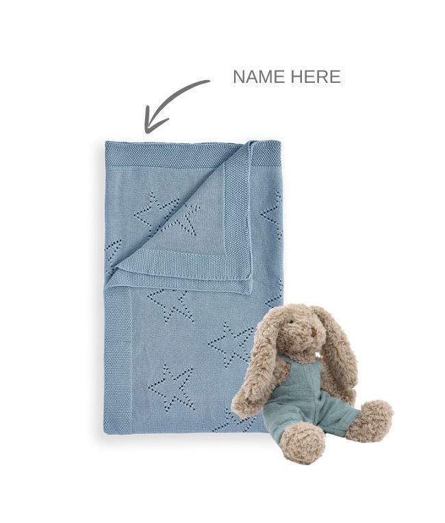 Personalised Blanket with Baby Bunny - Blue - Nana Huchy