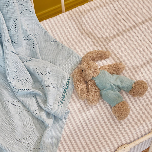 Personalised Blanket with Baby Bunny - Blue - Nana Huchy
