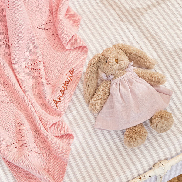 Personalised Blanket with Baby Bunny - Pink - Nana Huchy