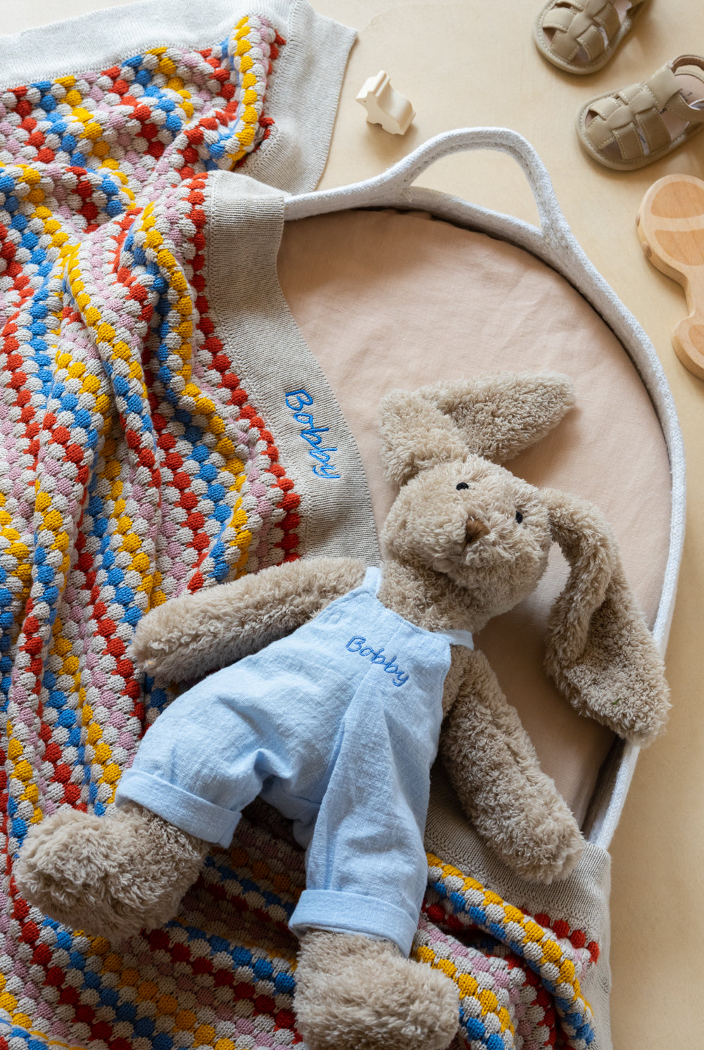 Personalised Bunny & Confetti Stripe Blanket Bundle - Carnival - NanaHuchy