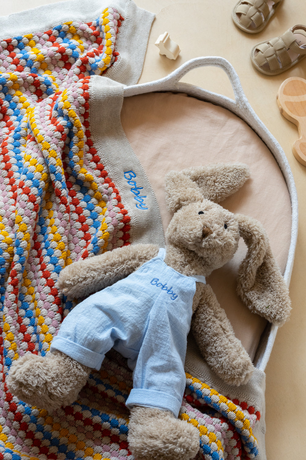 Personalised Bunny & Confetti Stripe Blanket Bundle - Carnival - NanaHuchy