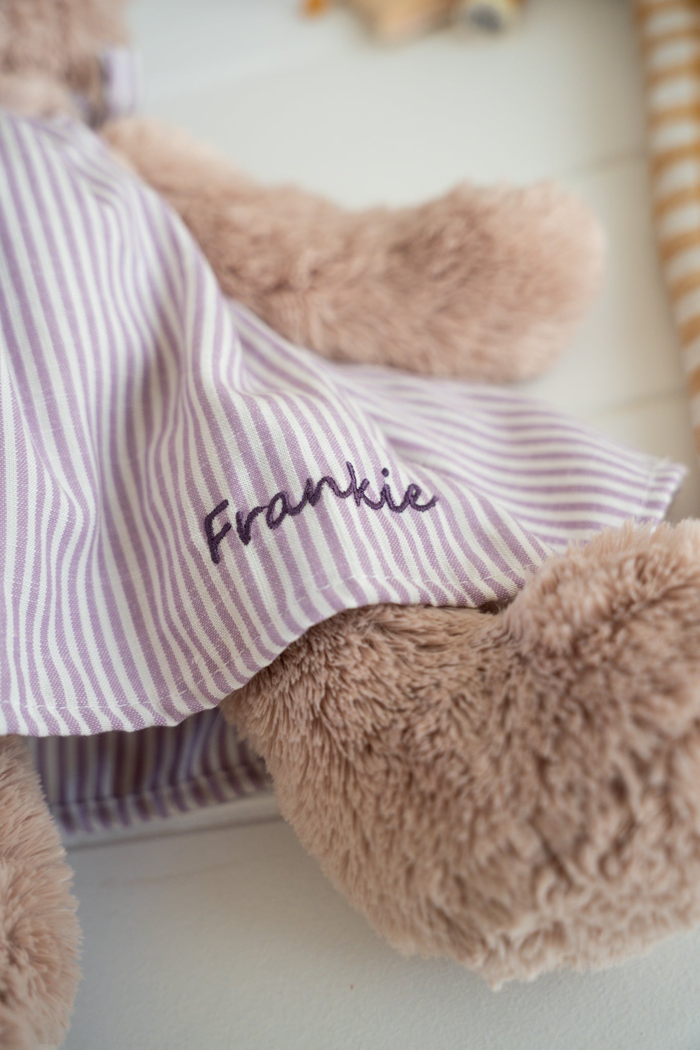 Personalised Honey Bear Dress - Lilac Stripe - NanaHuchy