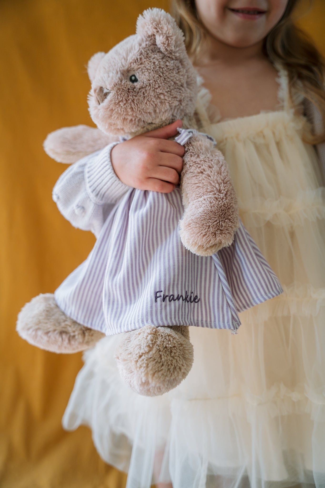 Personalised Honey Bear Dress - Lilac Stripe - NanaHuchy