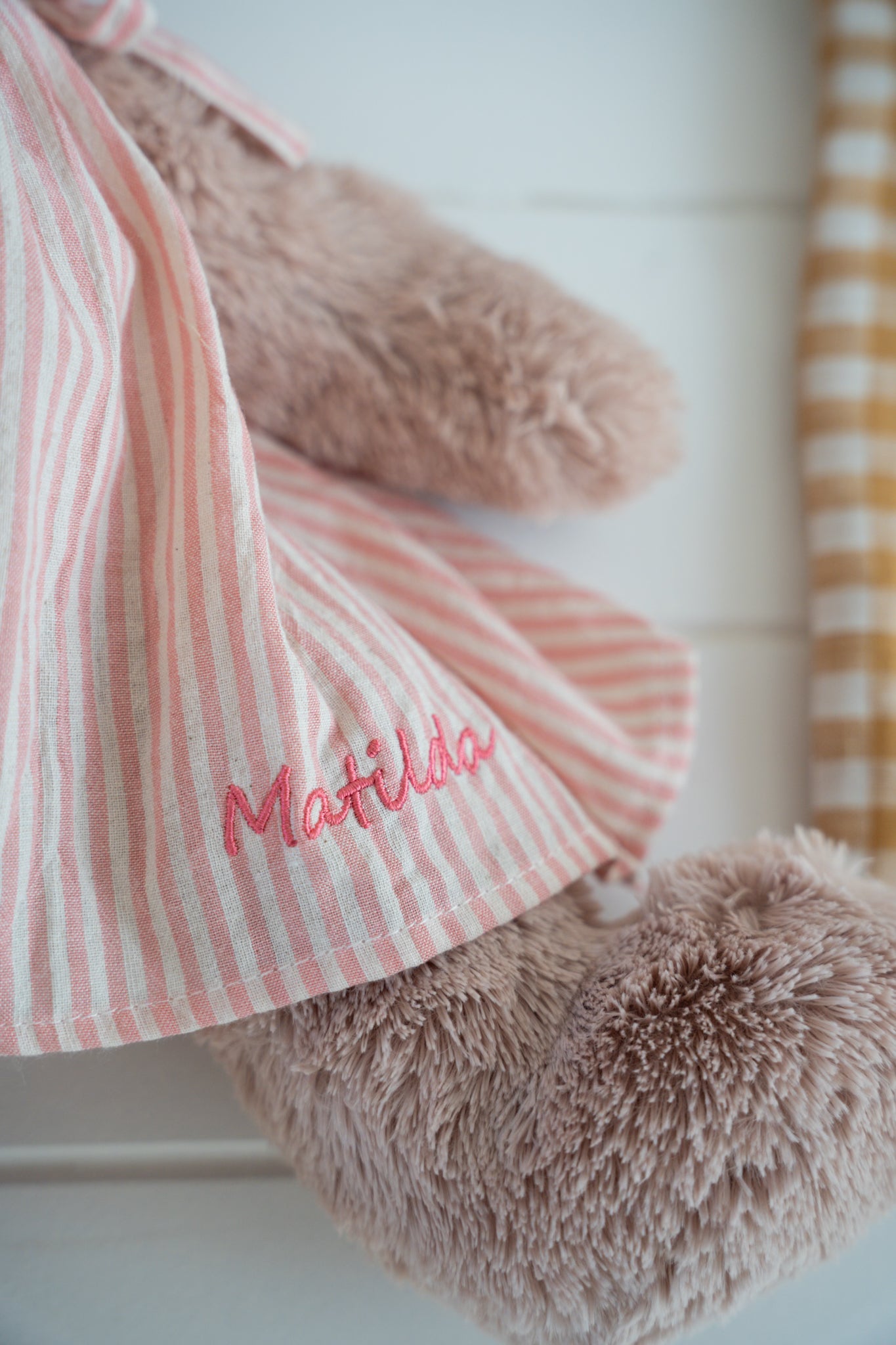 Personalised Honey Bear Dress - Pink Stripe - NanaHuchy