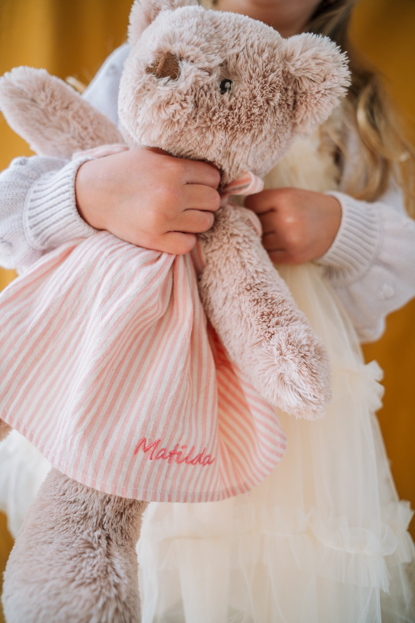 Personalised Honey Bear Dress - Pink Stripe - NanaHuchy