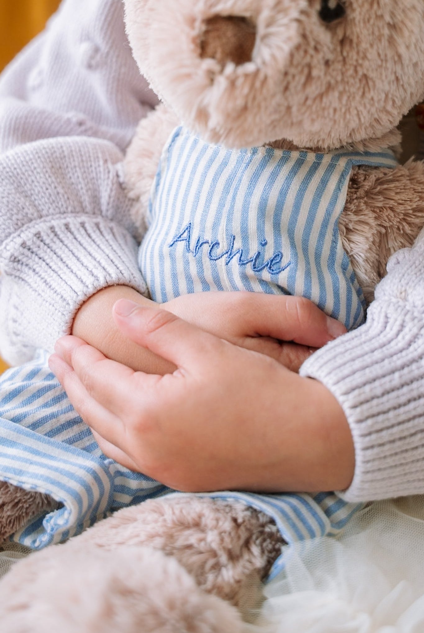Personalised Honey Bear Overalls - Blue Stripe - NanaHuchy