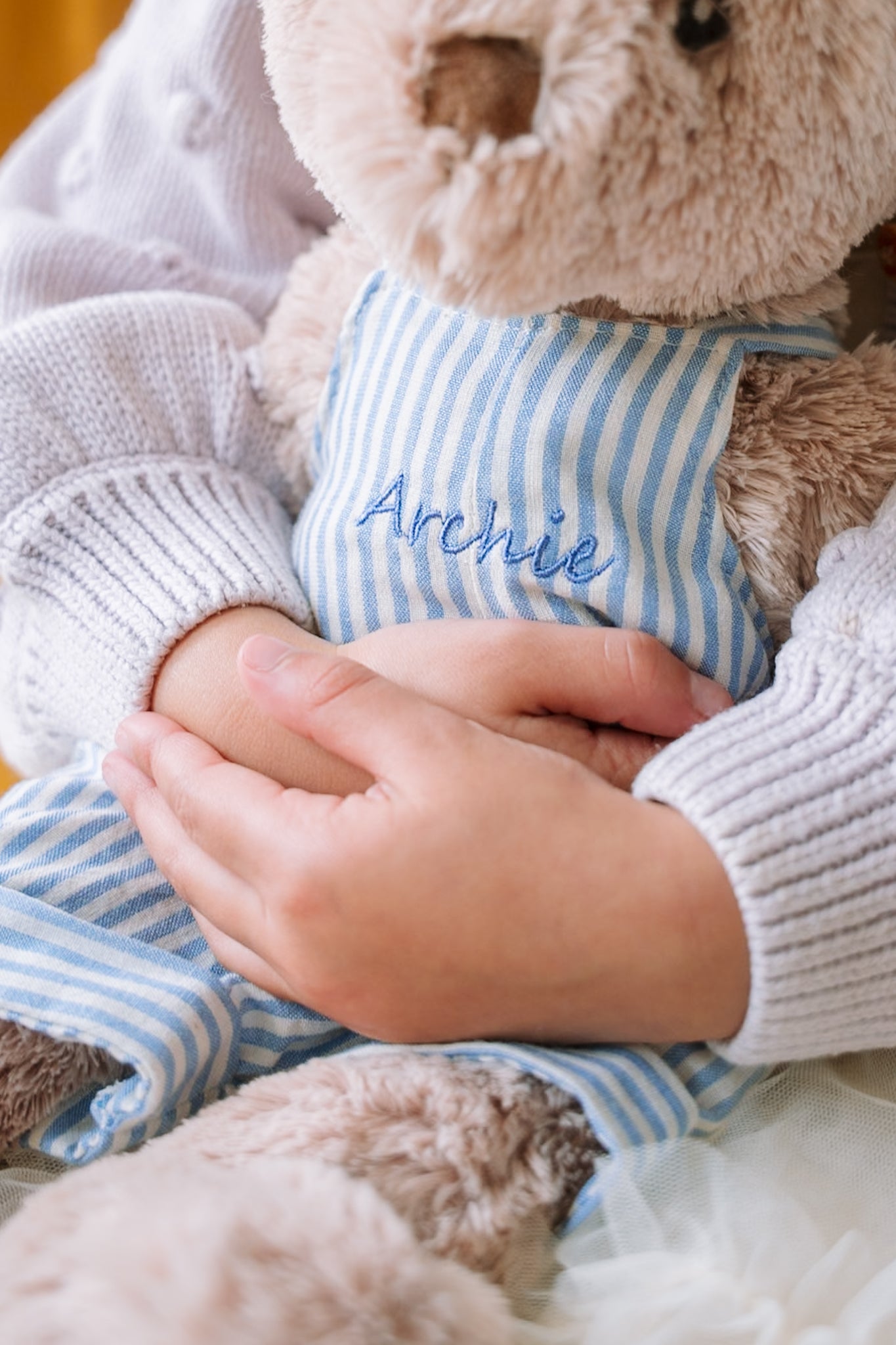 Personalised Honey Bear Overalls - Blue Stripe - NanaHuchy