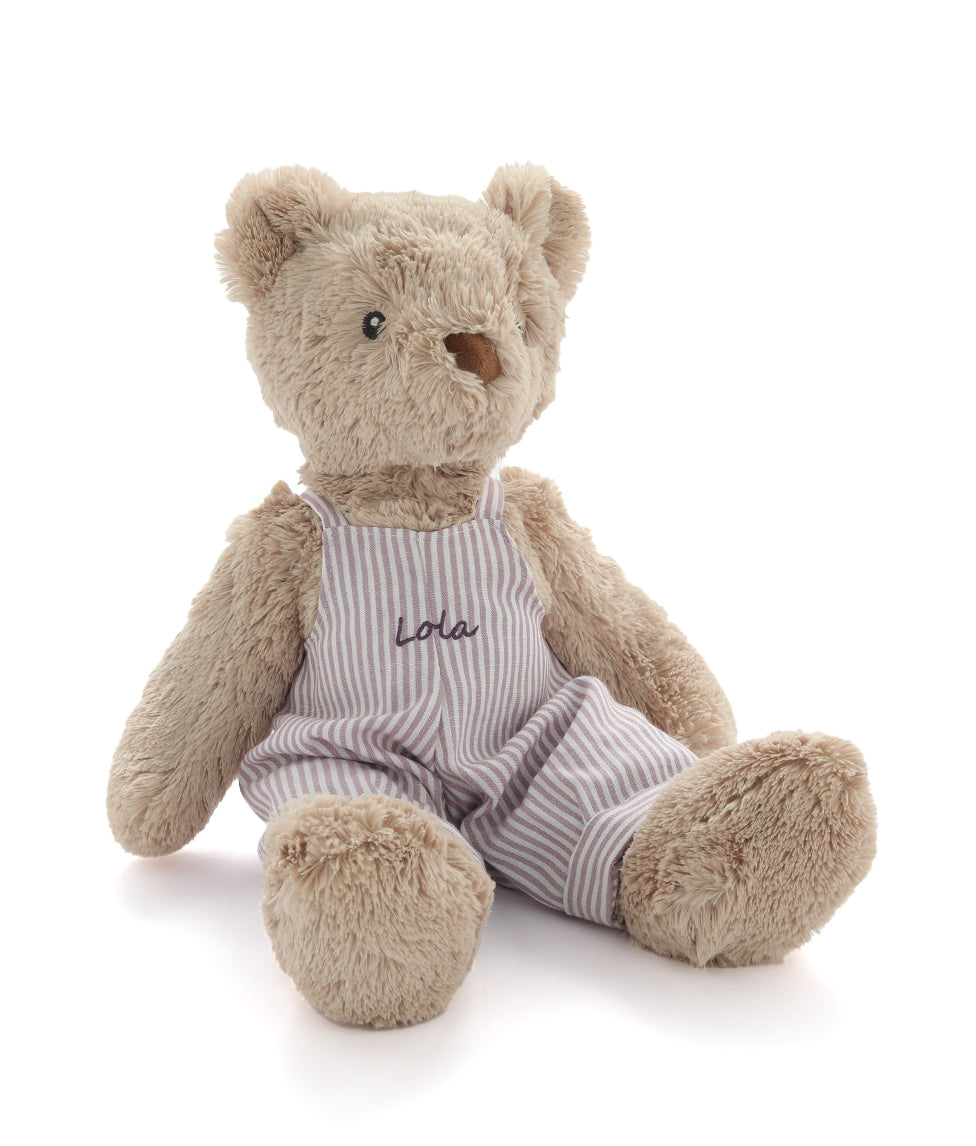 Personalised Honey Bear Overalls - Lilac Stripe - NanaHuchy