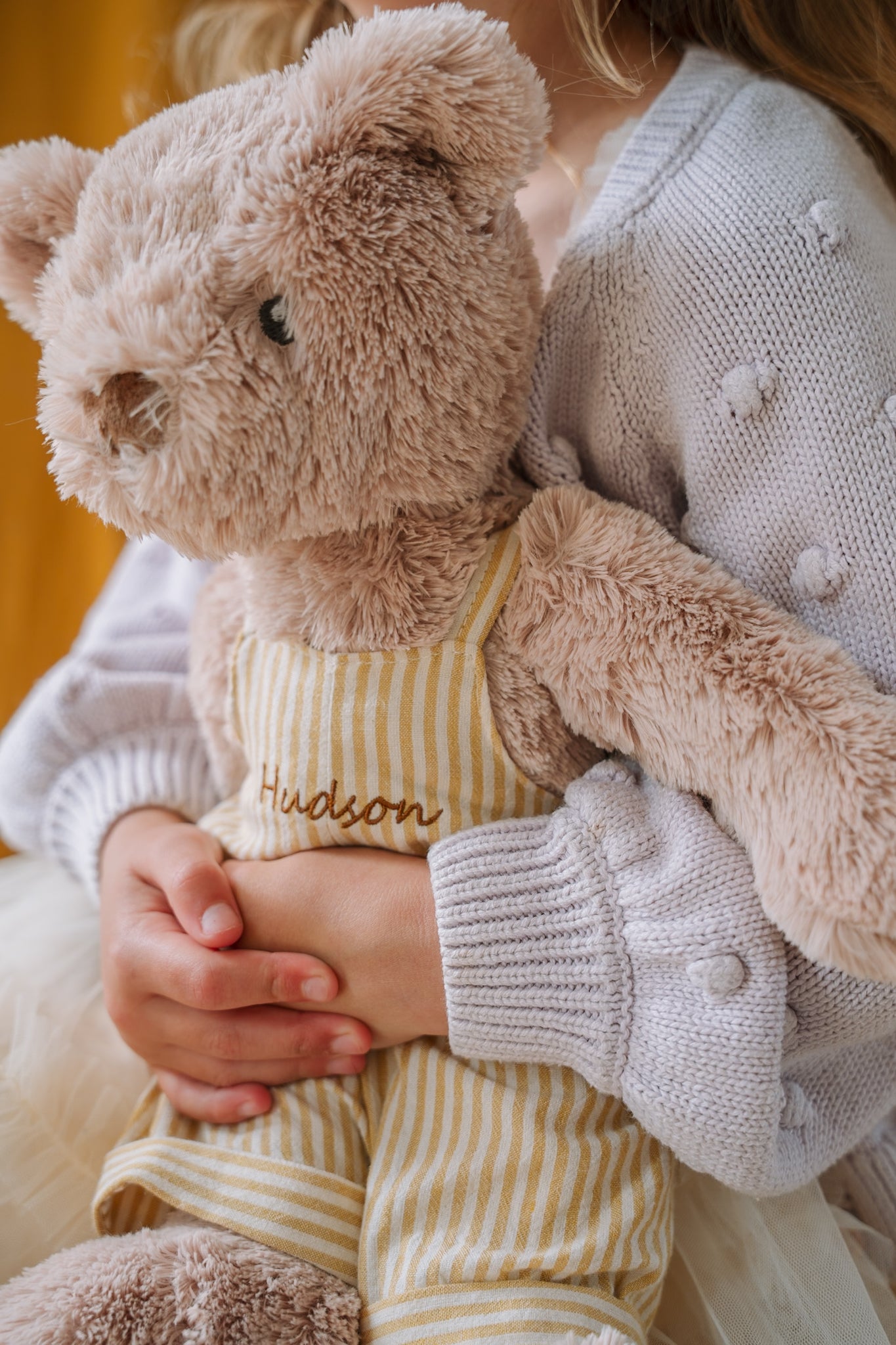 Personalised Honey Bear Overalls - Mustard Stripe - NanaHuchy