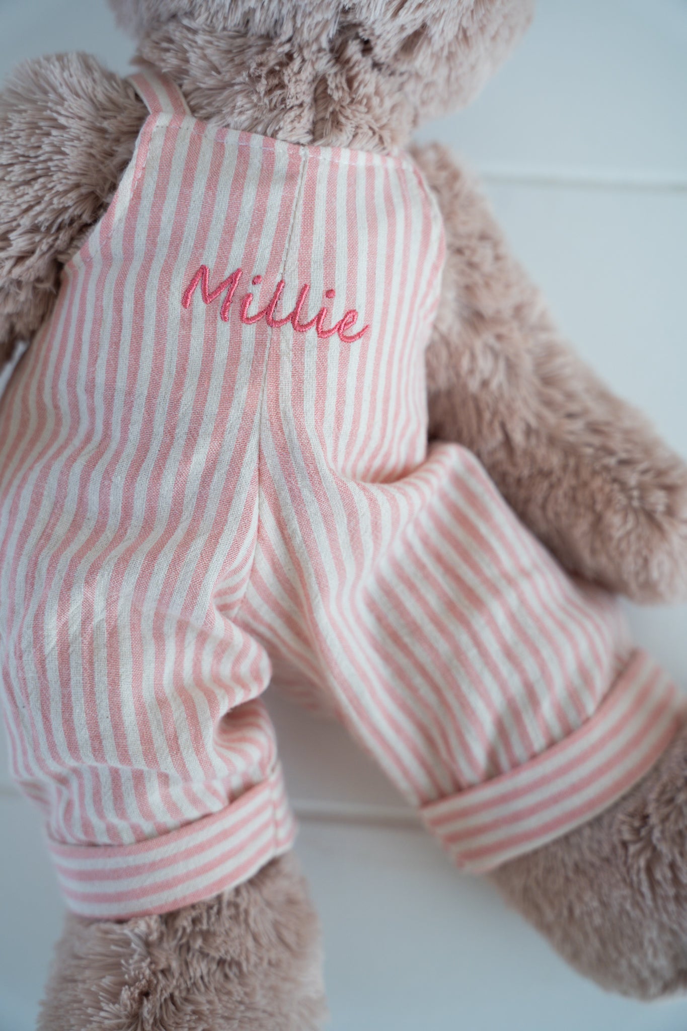 Personalised Honey Bear Overalls - Pink Stripe - NanaHuchy