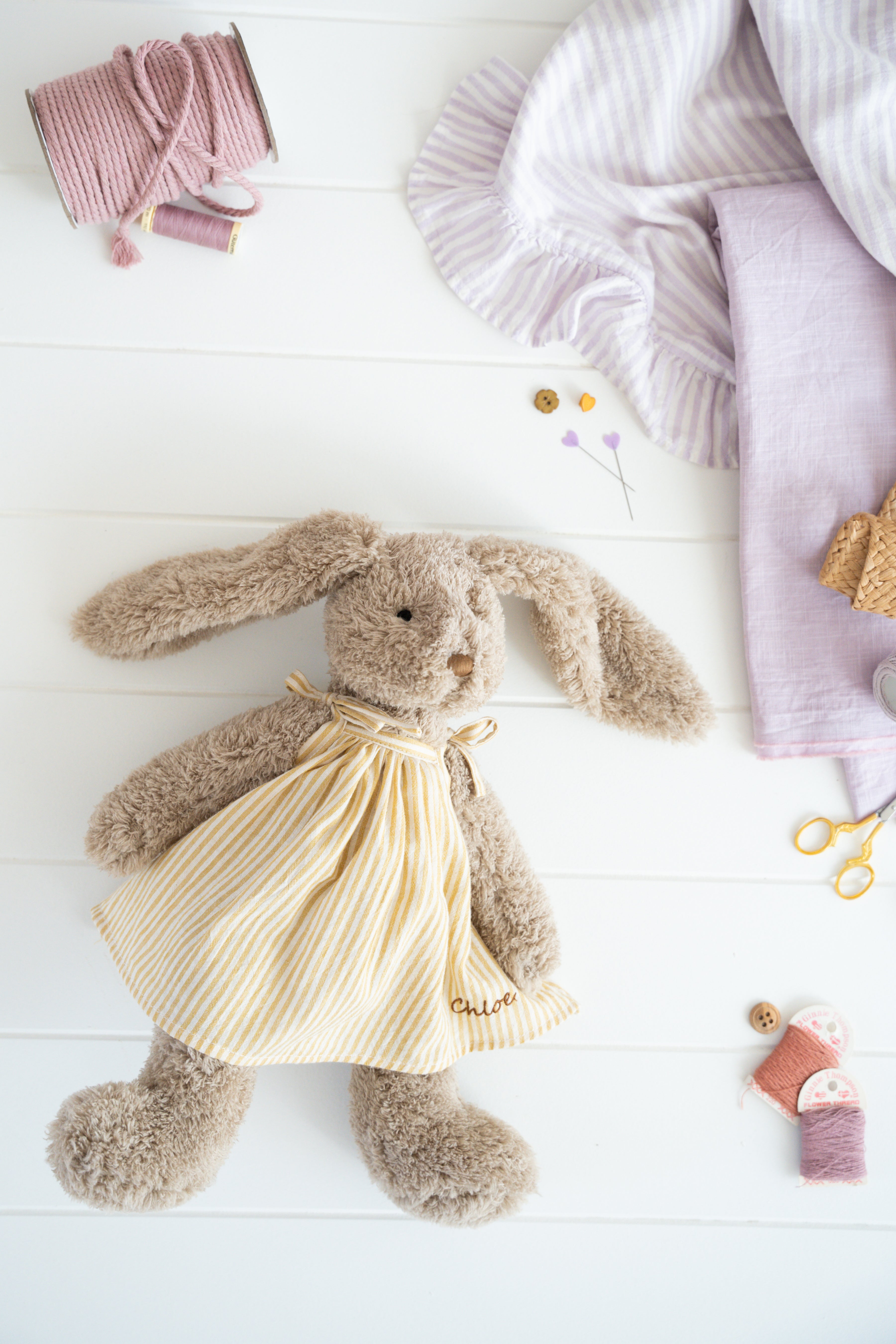Personalised Honey Bunny Dress - Mustard Stripe - NanaHuchy