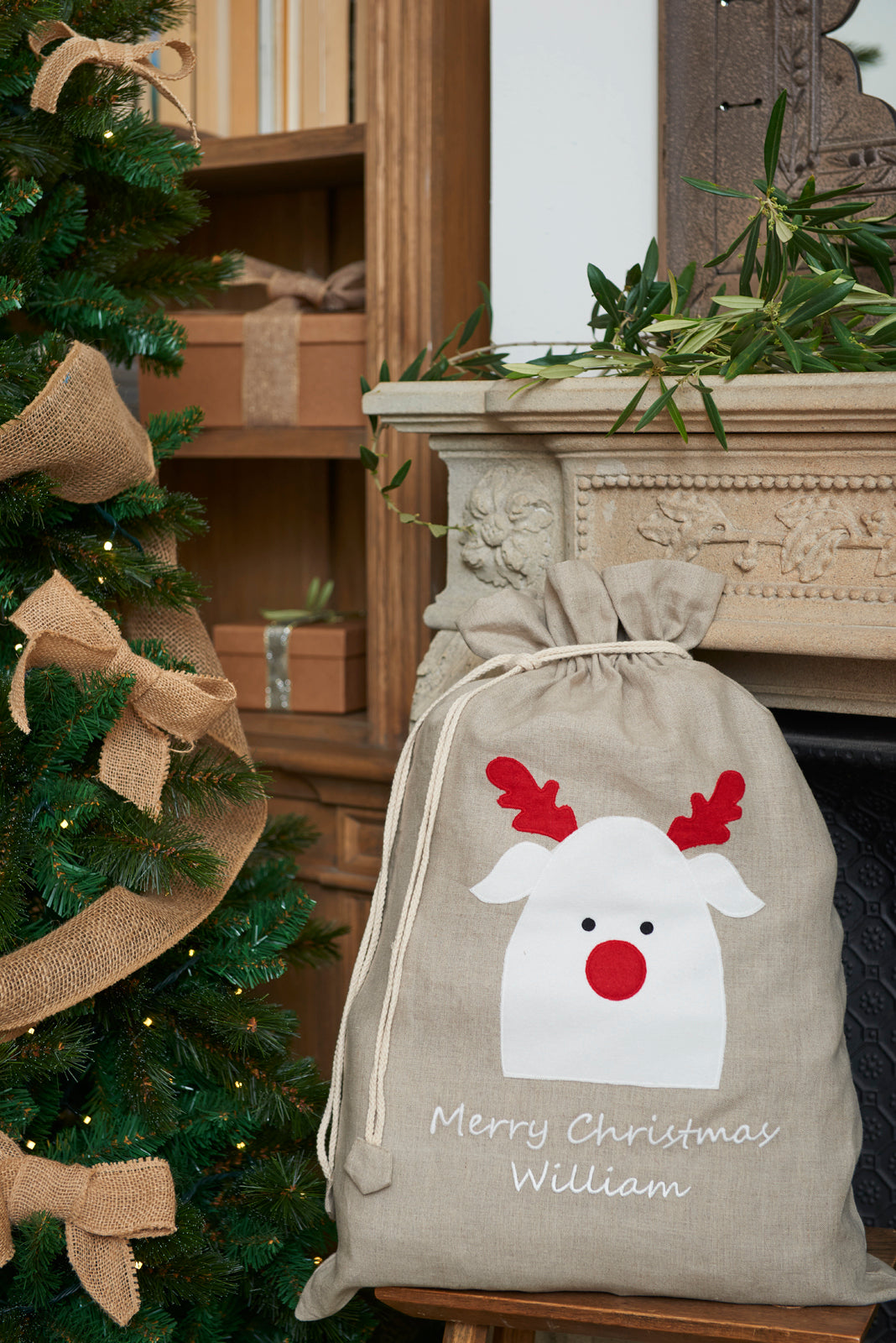 Santa Sack - Reindeer - NanaHuchy