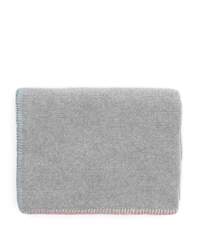 Blanket Stitch Baby Blanket-Baby Blue Pink - Nana Huchy
