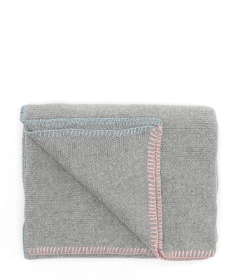 Blanket Stitch Baby Blanket-Baby Blue Pink - Nana Huchy