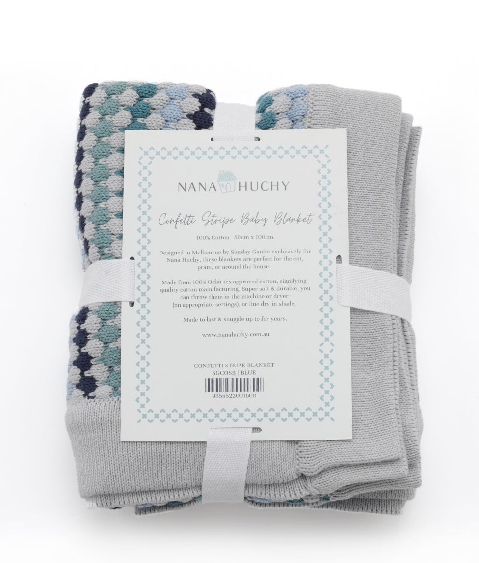 Confetti Stripe Baby Blanket - Blue - NanaHuchy