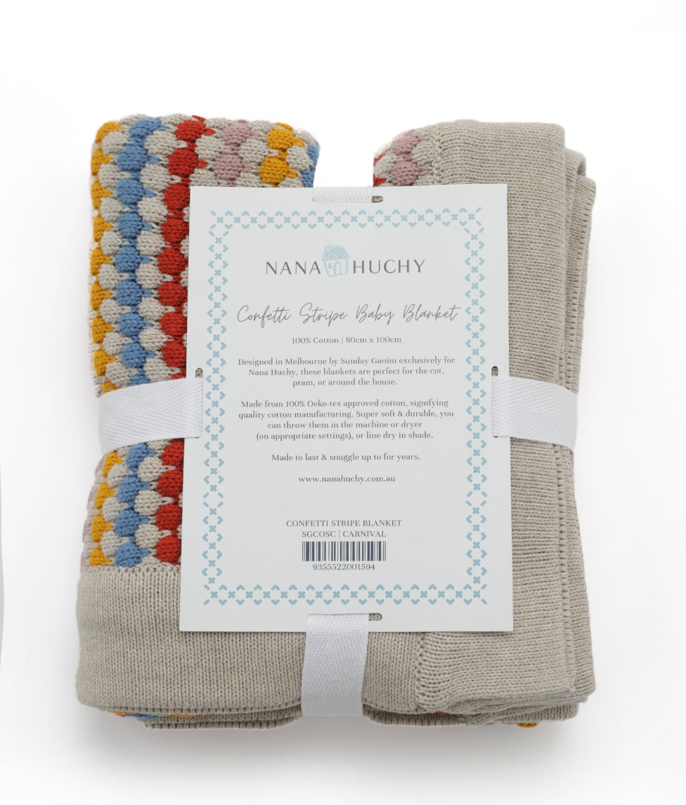 Confetti Stripe Baby Blanket - Carnival - NanaHuchy