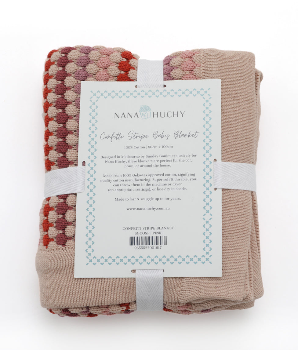 Confetti Stripe Baby Blanket - Pink - NanaHuchy