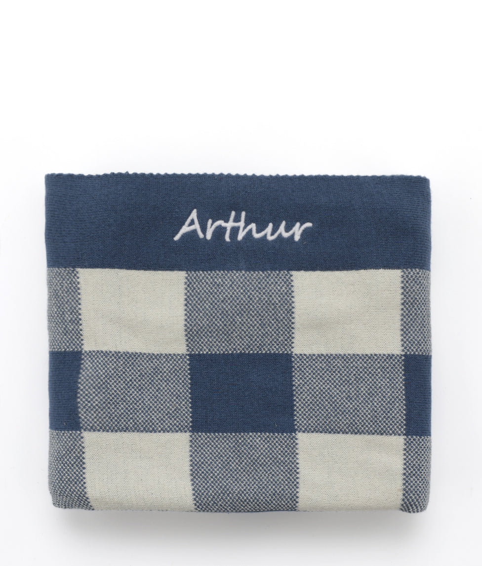 Gingham Baby Blanket - Blue - NanaHuchy