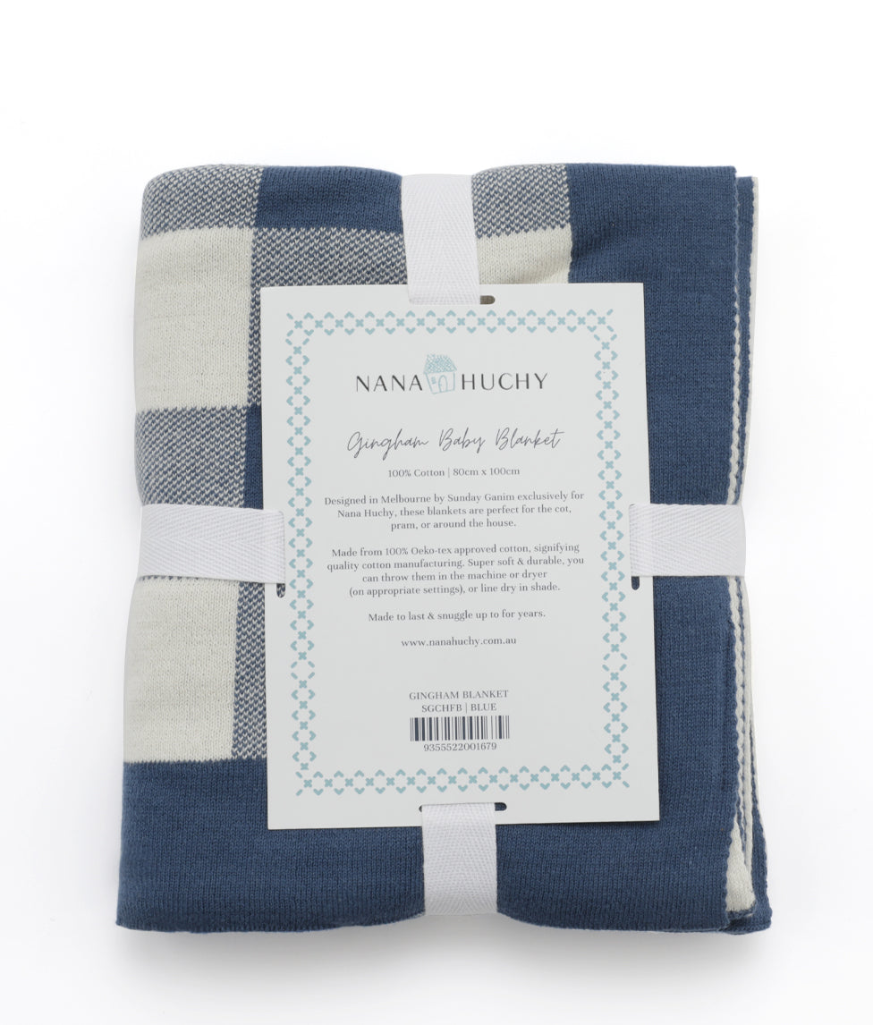 Gingham Baby Blanket - Blue - NanaHuchy