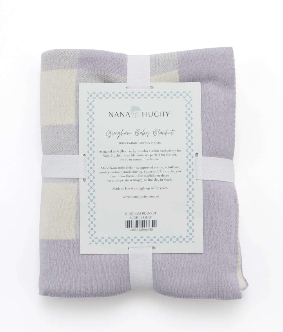 Gingham Baby Blanket - Lilac - NanaHuchy