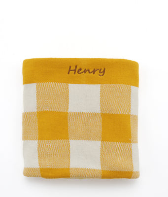 Gingham Baby Blanket - Mustard - NanaHuchy