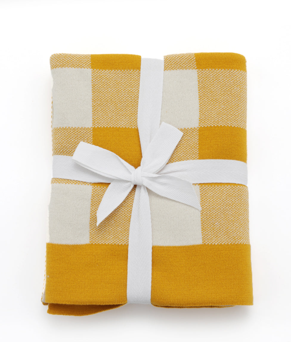 Gingham Baby Blanket - Mustard - NanaHuchy