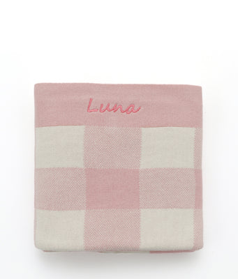 Gingham Baby Blanket - Pink - NanaHuchy