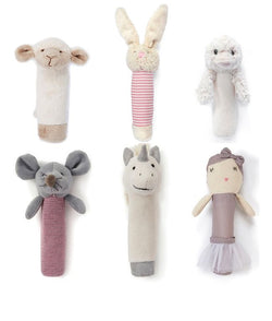 Mix Pack of 6 Rattles - Pink & Cream - Nana Huchy