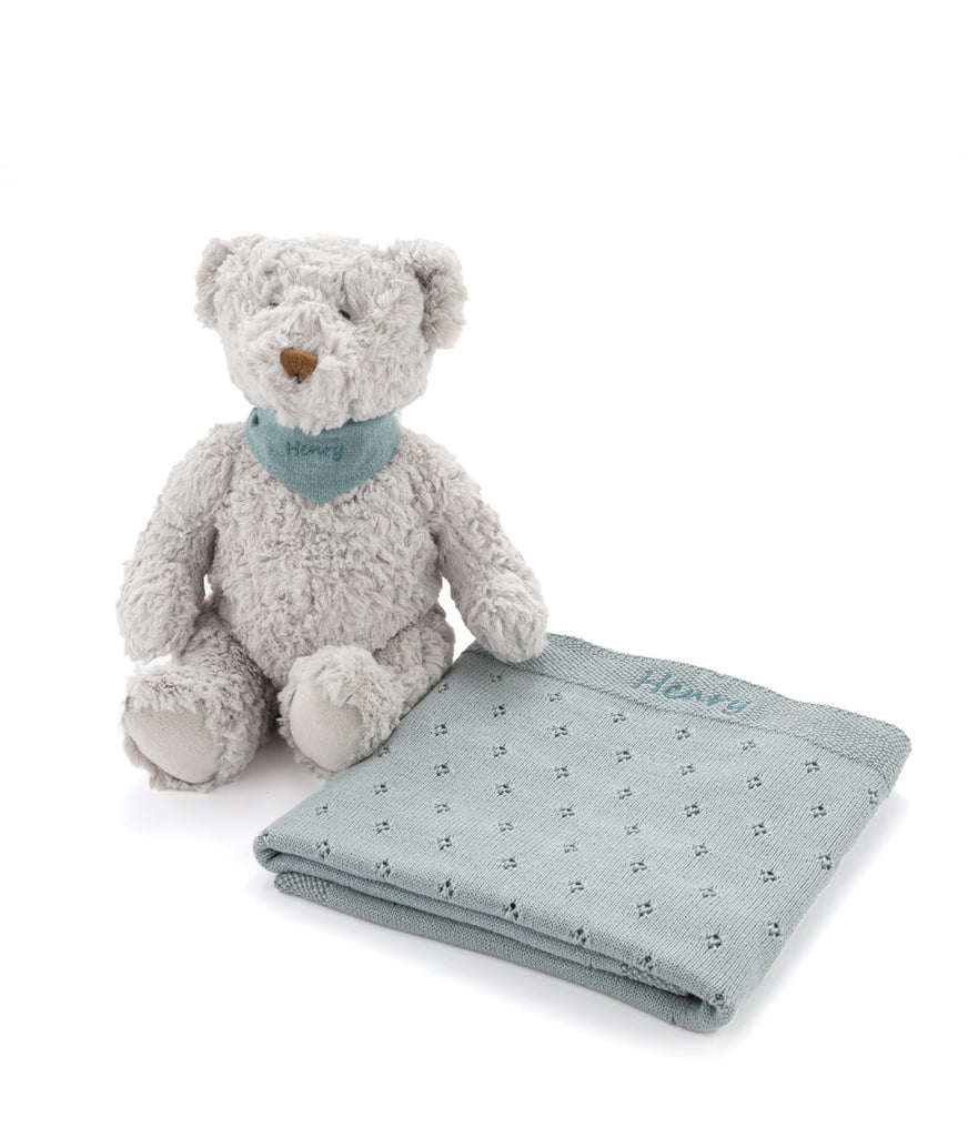 Neddy Bandana Pointelle Blanket Bundle Blue Nana Huchy