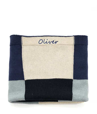 Patchwork Baby Blanket-Blue - Nana Huchy