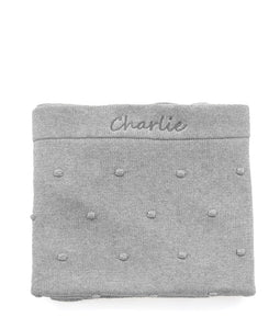 Personalised Baby Blanket - Pointelle Grey