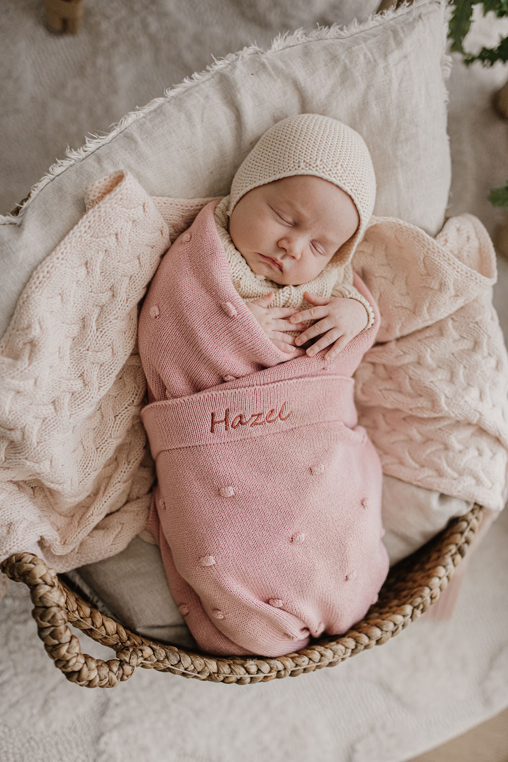 Personalised Baby Blanket - Bobble Pink - Nana Huchy